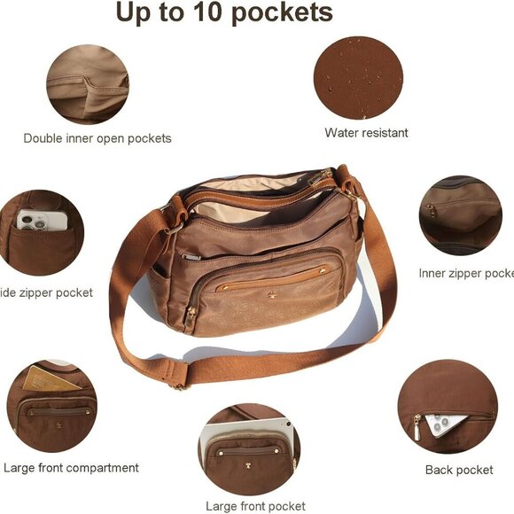 Women Crossbody Bag Shoulder Handbag Multiple Pockets Bag Ladies Messenger Bag P - Picture 3 of 7